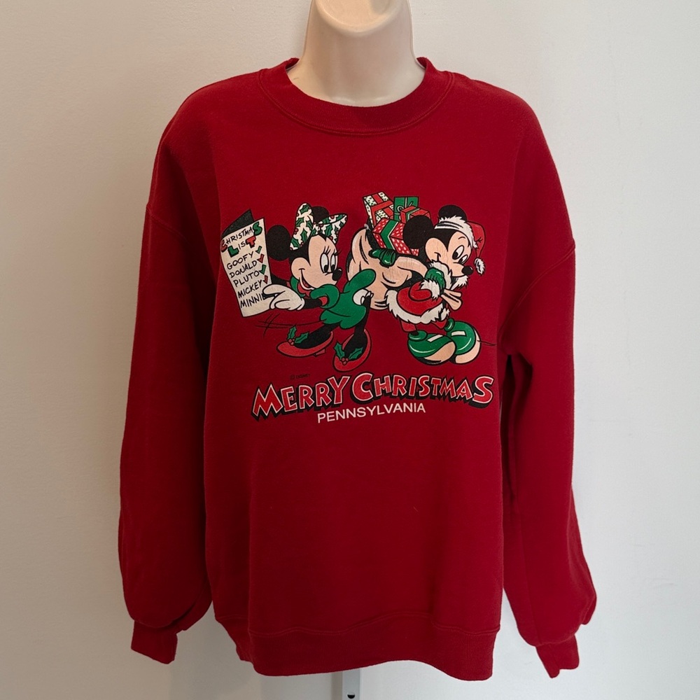 Velva Sheen Red Holiday Sweatshirt Women Size L Vintage 90s Y2K Holiday Ugly